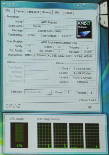 AMD deneb 45nm screen shot